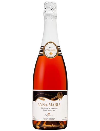 Natürlicher Rose Schaumwein Anna Maria aus der hervorragenden Rebsorte Syrah. Süßer Wein mit intensivem süßem Abgang von dem Glinavos Weingut in Zitsa, Ioannina