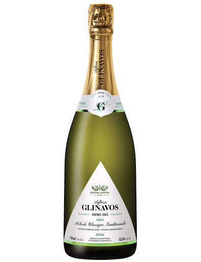 White semi dry sparkling wine Lefteris GLINAVOS Demi-Sec by Greek winery Domaine Glinavos